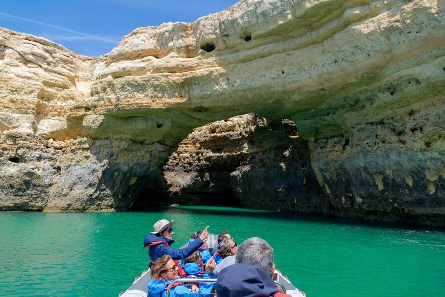Albufeira: Dolphins & Benagil Caves RIB Tour - Forty-five minutes searching for wild dolphins