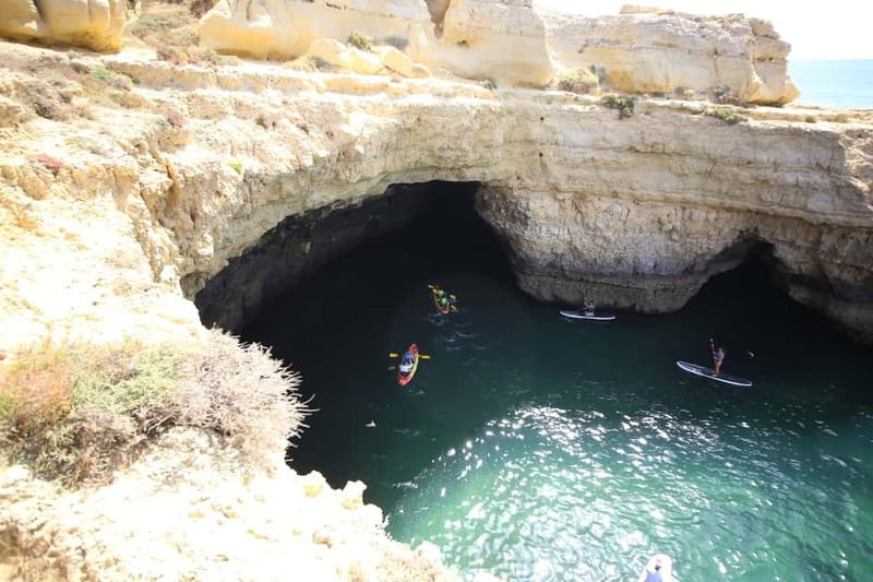 Albufeira: Hidden Beaches & Cliffs Guided Kayak Cave Tour - Passing Maré das Porcas and paddling home