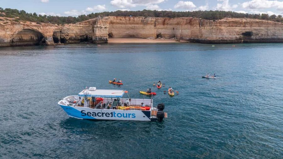 Albufeira Marina: Benagil Cave to Marinha Beach Kayak Tour - Entering Benagil Cave by kayak