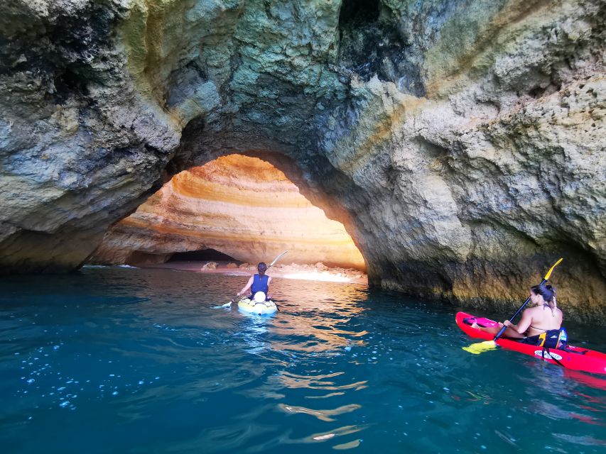 Algarve: Benagil Cave Sunrise Kayak Tour with Shower Use - Entering Benagil Sea Cave