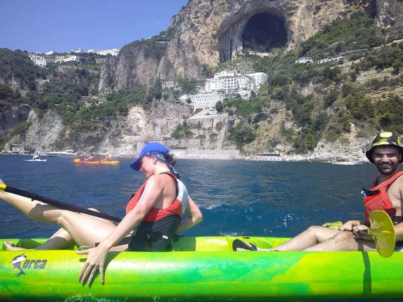 Amalfi Coast: Kayak, Snorkeling, Pandora Cave & Hidden Beach - Acquachiara beach and the first real pause