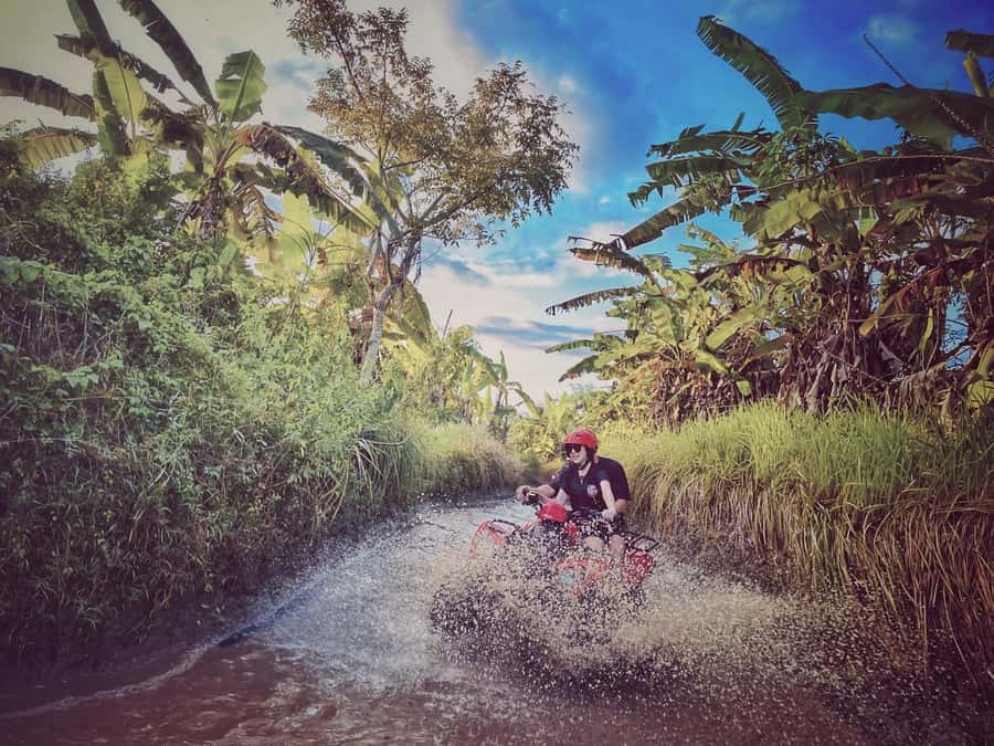 Bali: Ubud Gorilla Cave Track ATV & Waterfall Tour with Meal - Safety briefing, helmets, and choosing your ATV