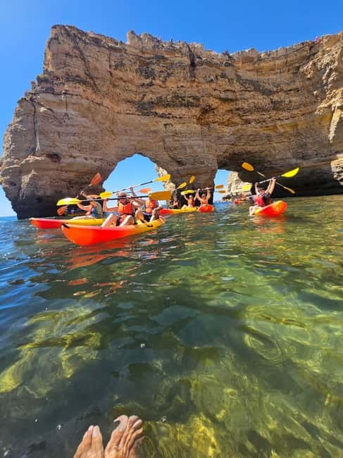 Benagil Cave: Guided Kayak Tour with Caves and Cliffs - Reaching the coast toward Marinha Beach