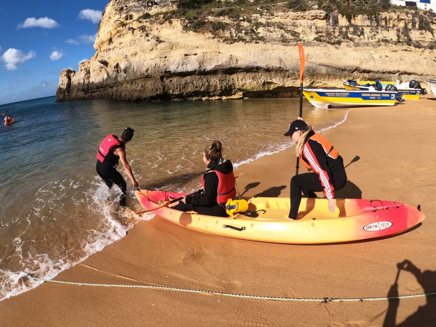 Benagil Caves: small group Kayaking Tour with a Local Guide - Getting ready for a sea launch