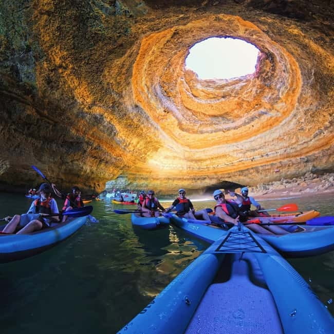 Benagil: Guided Kayak Tour inside caves and Praia da Marinha - Paddling from Benagil Beach