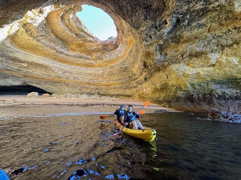 Benagil Kayak Tour: Explore Secret Caves with Licensed Guide - A 30-minute stop at Praia da Marinha