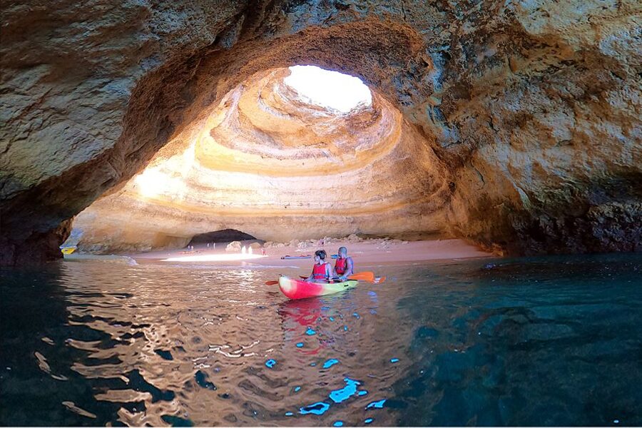Benagil: Kayaking Adventure in Benagil Caves & Marinha Beach - Paddling into Benagil Cave