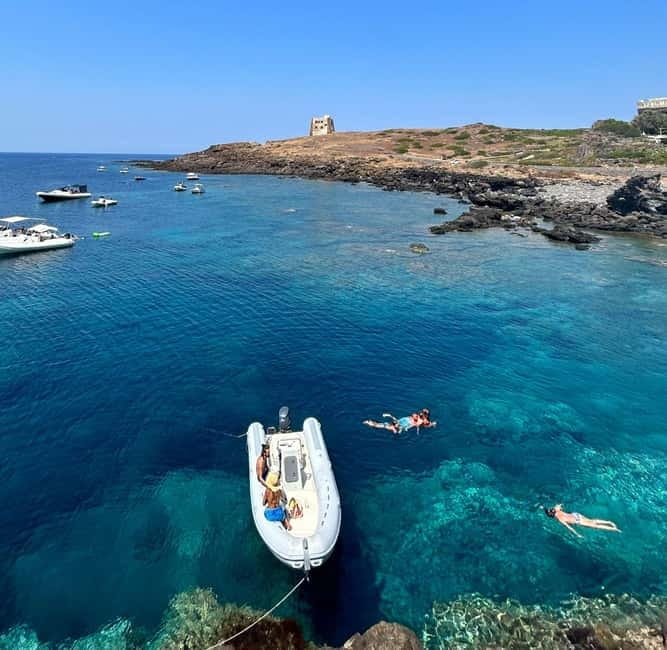 Boat Tour: Island hopping by dinghy with cave visits and snorkeling - Meeting at the Cristoforo Colombo Seafront