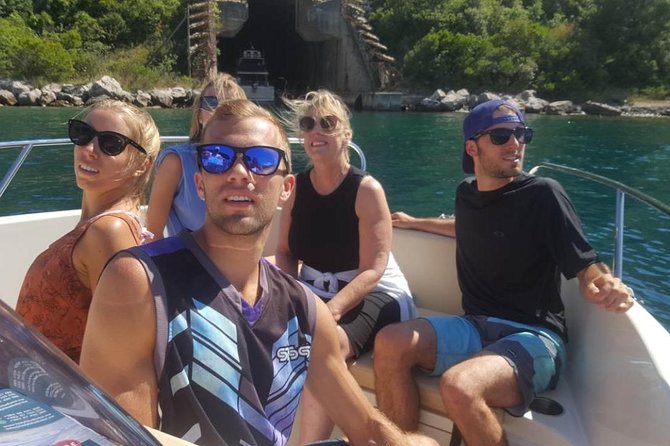 Boat tour to Lady of the Rock , Submarine base & Blue Cave swim - Mamula Fortress from the water