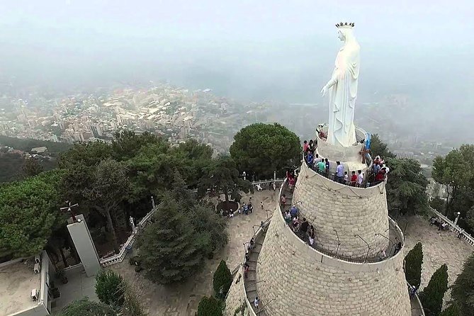 Byblos, Jeita Grotto & Harissa Day Trip -With Lunch (4G on Board) - Harissa and Our Lady of Lebanon above Jounieh