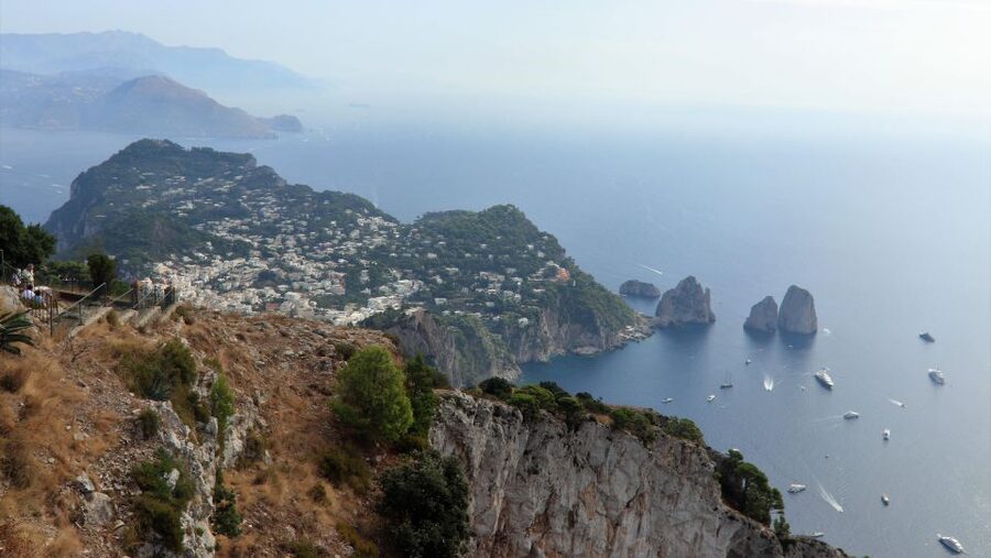 Capri and Anacapri tour: Faraglioni and Caves from Sorrento - Capri town, Piazzetta Umberto I, and Via Krupp