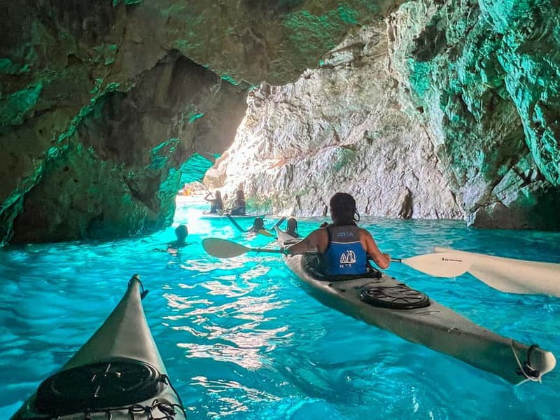 Capri: Caves and Beaches Kayaking Tour with GoPro Photos - Seeing Marina Piccola from sea level