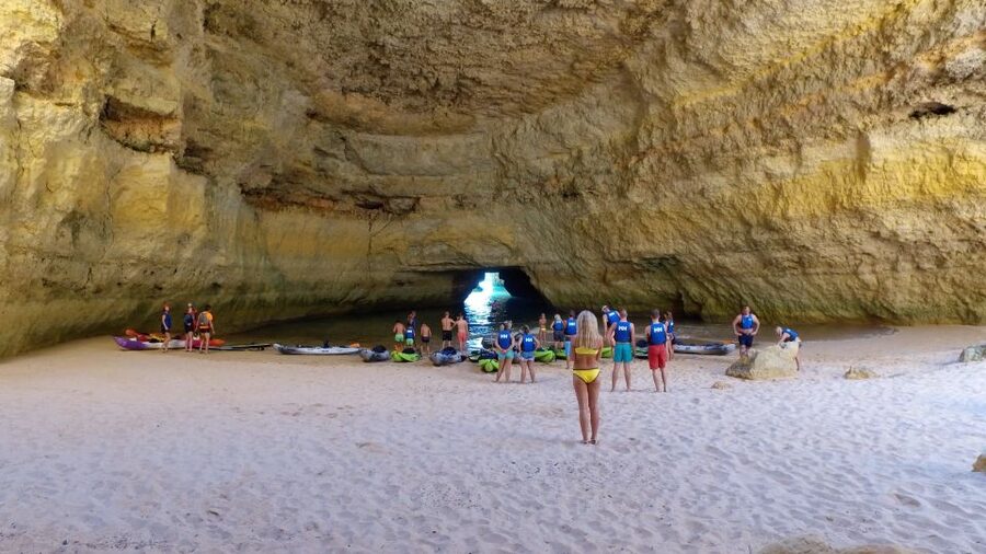 From Albufeira: Benagil Hidden Caves Tour by Kayak - Viewing Benagil Cave from the catamaran