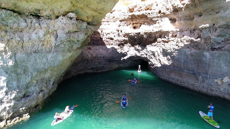 From Albufeira: Benagil Hidden Caves Tour by Kayak - Launching the kayaks near Praia da Marinha