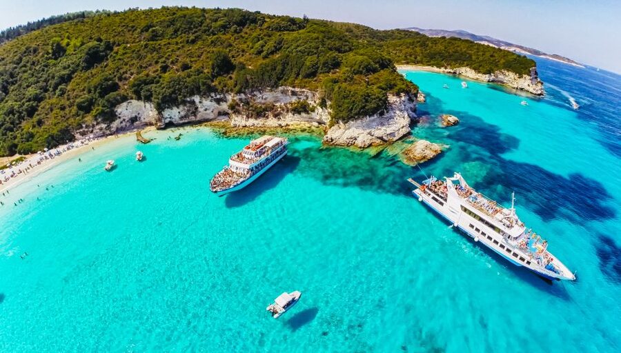 From Corfu: Day Cruise to Paxos, Antipaxos, and Blue Caves - The west coast of Paxos and its blue caves