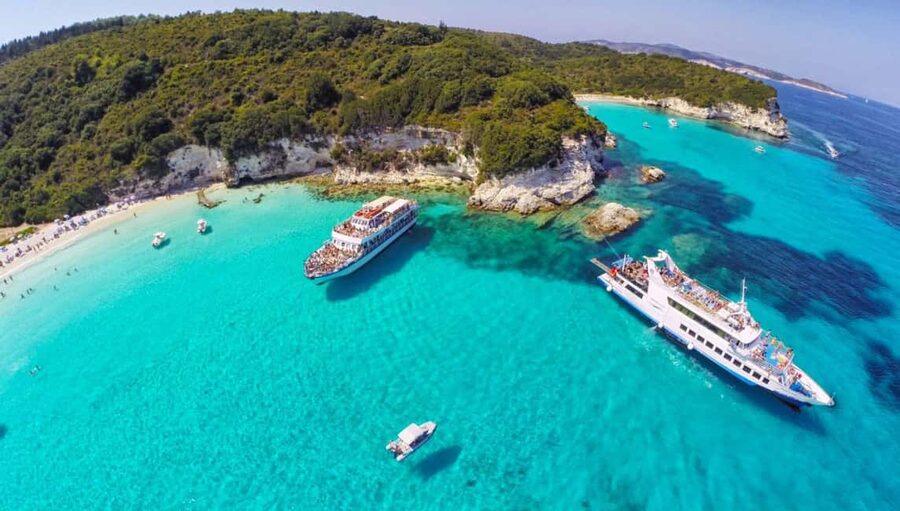 From Corfu Island: Antipaxos & Paxos Blue Caves Boat Cruise - Sailing past Corfu’s castles and southern coast