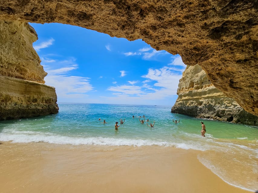 From Faro: The Original Benagil Cave, Marinha & More Tour - The cliff walk to Marinha Beach