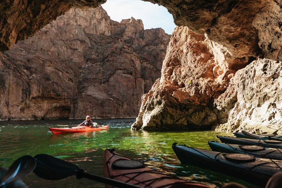 From Las Vegas: Emerald Cave Guided Kayaking Tour - Reaching Emerald Cave at the two-mile mark