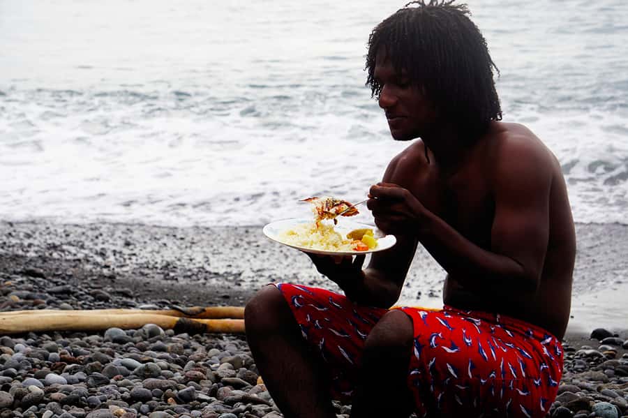From Praia: Boat Trip, Snorkeling, Cave & BBQ on the Beach - A simple BBQ on Santiago’s black-sand beach