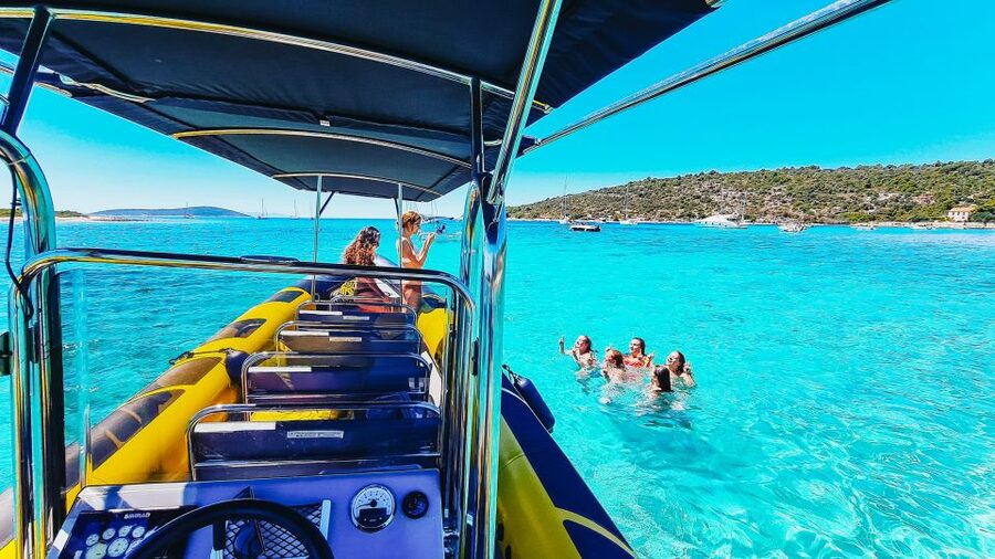 From Split: Blue Cave, Mamma Mia, Vis & Hvar 5-Island Tour - Budihovac Blue Lagoon brings the swimming time