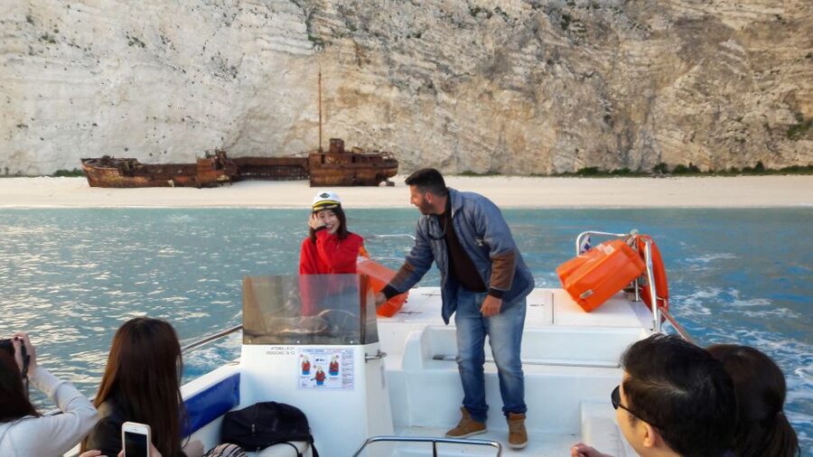 From St.Nikolaos: Boat Cruise to Navagio Beach & Blue Caves - Seeing the Blue Caves by Glass-Bottom Boat