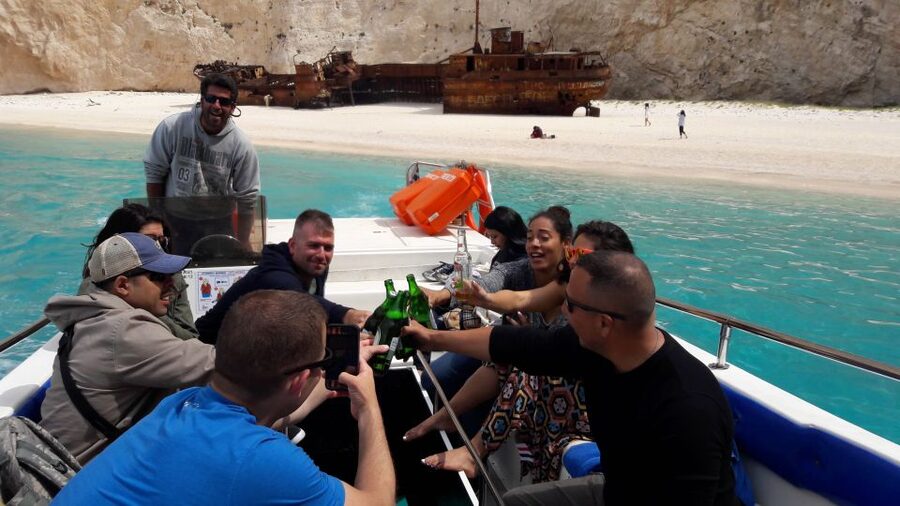 From St.Nikolaos: Boat Cruise to Navagio Beach & Blue Caves - Approaching Navagio and the Famous Shipwreck