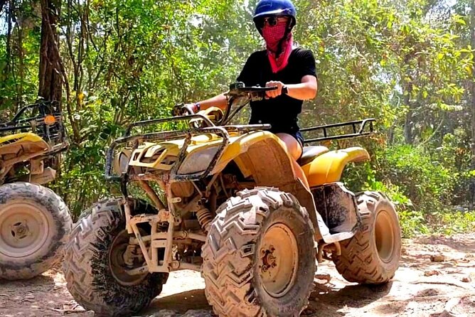 Half-day Adventure: Cenote + Ziplining + ATV Tour - Riding the ATVs on the jungle route