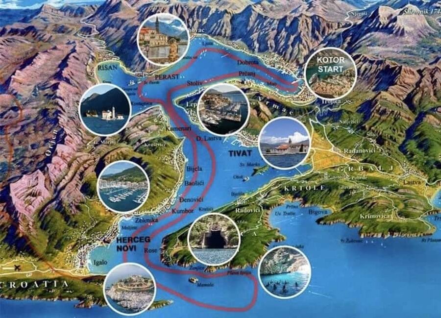 Kotor: Blue Cave & Our Lady of The Rocks & Submarine Base - Leaving Kotor by modern speedboat
