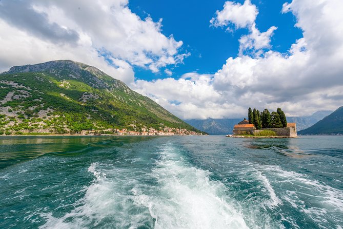 Kotor: Blue Cave Swim Stop, Lady of the Rocks & Submarine Base - Passing Perast and entering Tivat Bay
