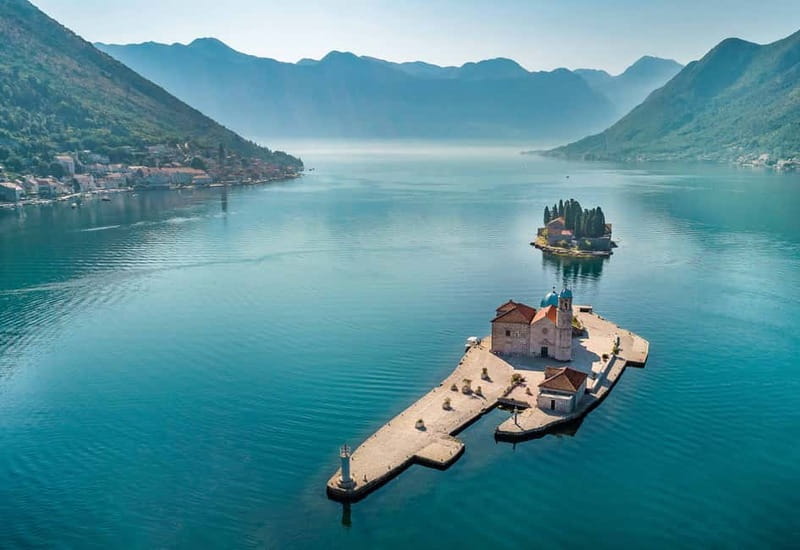 Kotor: Blue Cave with Kotor Bay Island and Submarine Tunnels - Our Lady of the Rocks near Perast