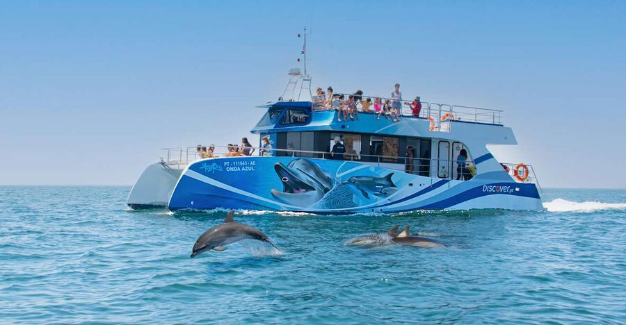 Lagos: Dolphins & Caves - Catamaran - Leaving Marina de Lagos at Gate EFGHI