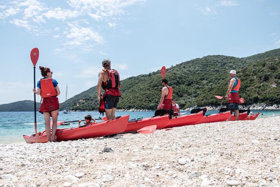 Lefkada: Blue Cave Kayak Tour with a Taste of Greece - The Blue Cave, turquoise light, and bats