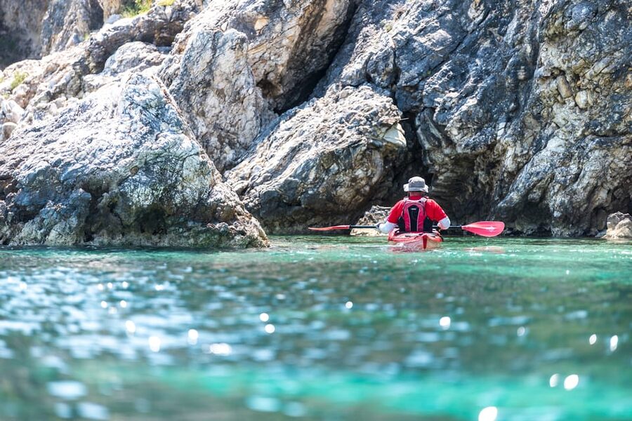 Lefkada: Blue Cave Kayak Tour with a Taste of Greece - Peristera and the beach picnic
