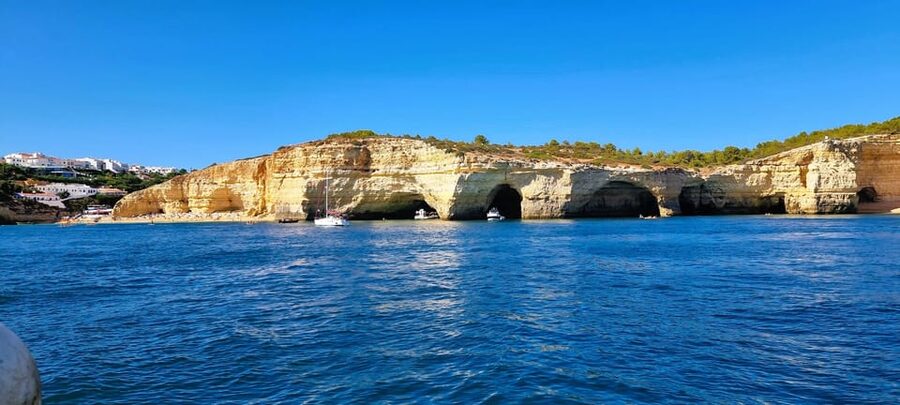 Portimão: Benagil Caves and Coast Boat Tour with Swim Stop - Leaving Portimão aboard the Alegria