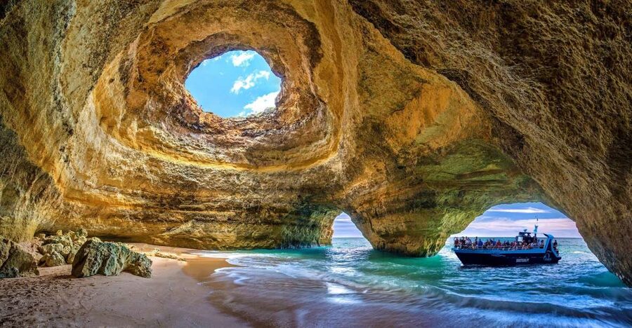 Portimão: Benagil Caves & Dolphins Watching with Biologist - Inside Benagil Cave, briefly