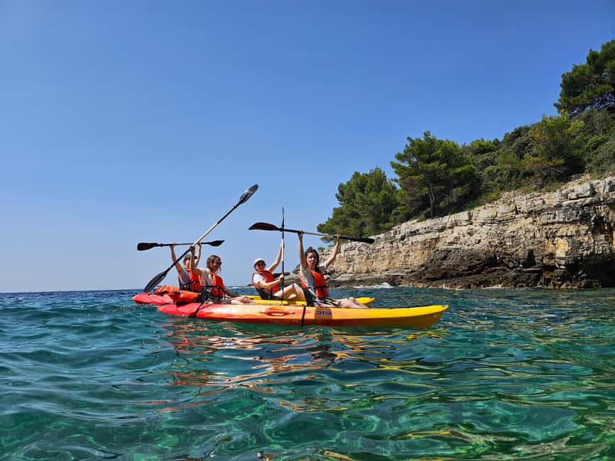 Pula: Cave Kayak Tour, Snorkeling and Island Jumping - The return paddle to Ambrela Beach