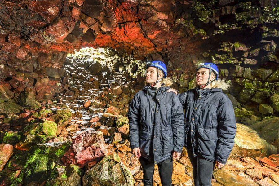 Raufarhólshellir Lava Tunnel: Underground Expedition - Ice, colors, and unusual volcanic shapes