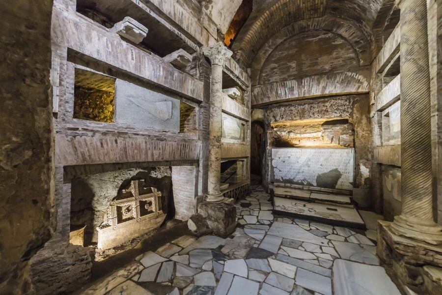 Rome: Catacomb of St. Callixtus and Appian Way Guided Tour - Seeing Cecilia Metella’s tomb from the Appian Way