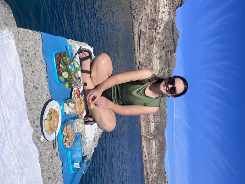 Santorini: Sea Caves Kayak Trip with Snorkeling and Picnic - Black Mountain and the swimming stop
