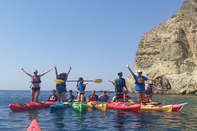 Santorini Sea Kayak - South Discovery, Small Group incl. Sea Caves and picnic - Paddling past Red Beach and the volcanic cliffs