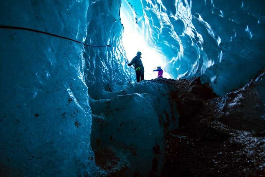 Skaftafell: Ice Cave Tour and Glacier Hike - Entering the natural blue ice cave