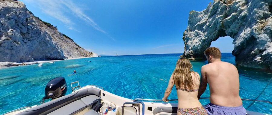 Skiathos: Private Lalaria Beach and Caves Speedboat Tour - The first swim and the cave coast