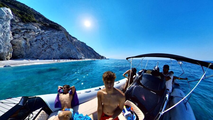Skiathos: Private Lalaria Beach and Caves Speedboat Tour - Entering the Dark Cave by boat