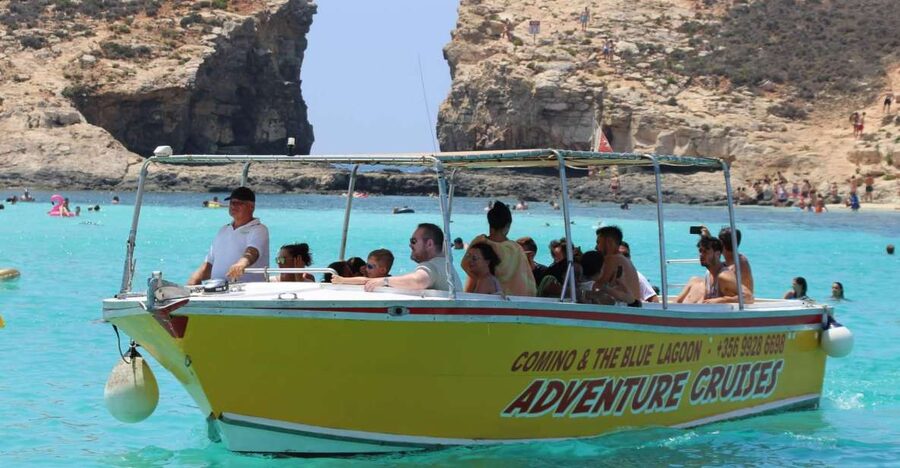 Sliema: Boat Trip to Comino Blue Lagoon, Gozo, and Caves - Crystal Lagoon: the first swim