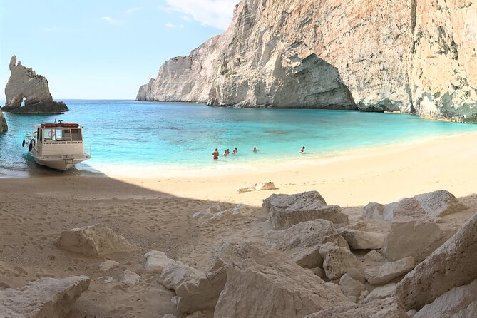 Zakynthos boat tour:Shipwreck& Local blue caves with 3 Swim Stops - The Panagiotis shipwreck from the water
